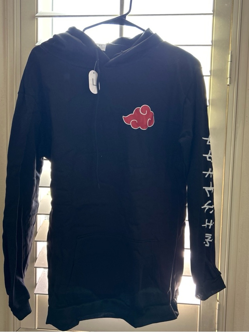 Naruto size large hoodie (unisex) with necklace and ring